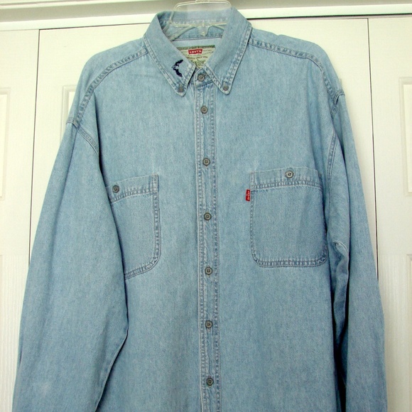 faded black denim shirt